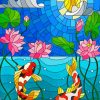 Koi Fishes Stained Glass paint by numbers