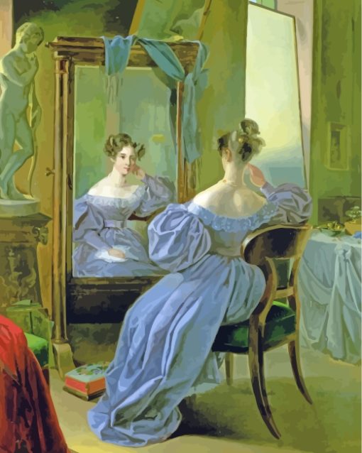 Lady In Front Of Mirror paint by numbers