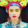 Lady With Floral Headdress paint by numbers