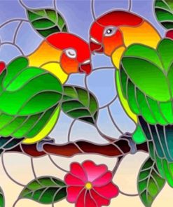 Love Birds Stained Glass paint by numbers