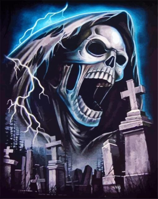 Grim Reaper Skull paint by numbers