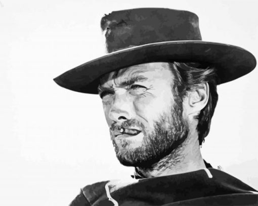 Monochrome Clint Eastwood paint by numbers