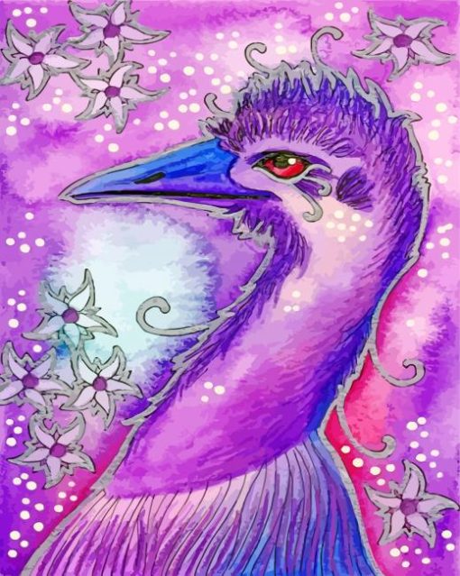 Purple Emu Bird Art paint by numbers