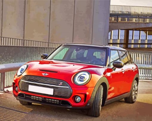 Red Mini Cooper Car paint by numbers