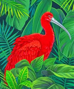 Red Ibis Bird paint by numbers