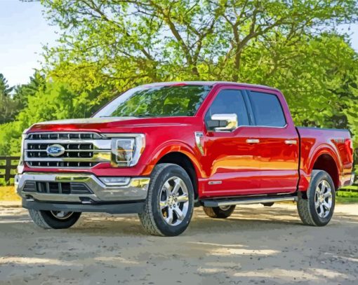 Red Ford F150 Car paint by numbers