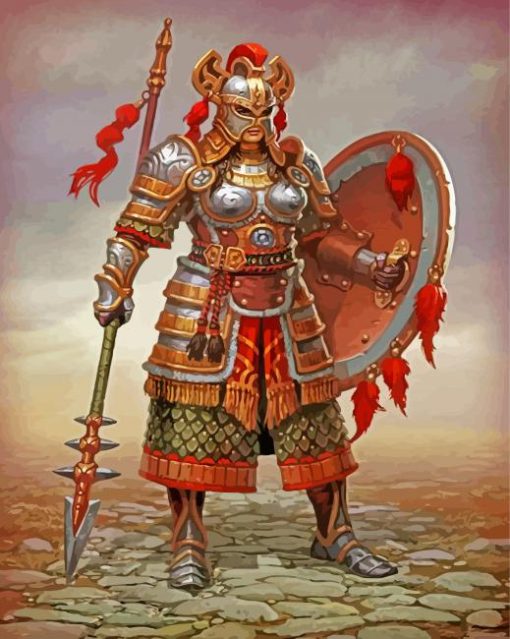 Woman Gladiator With Spear paint by numbers