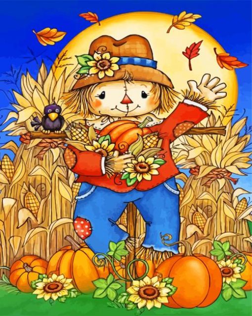 Autumn Scarecrow paint by numbers