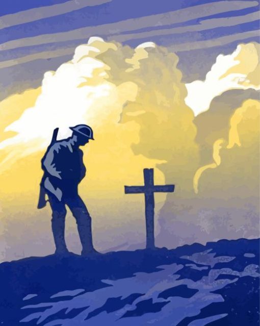 Soldier In front Of A Grave paint by numbers