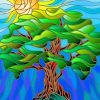 Stained Glass Tree paint by numbers