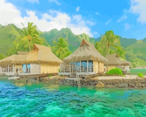 Bora Bora Bungalows paint by numbers