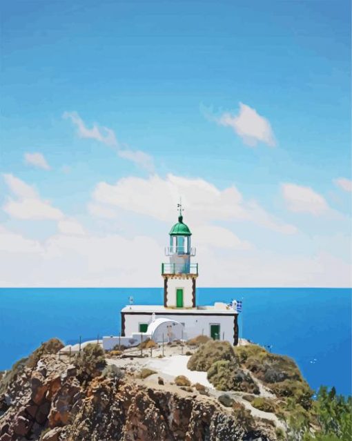 The Lighthouse At Akrotiri Santorini paint by numbers