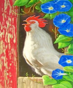White Chicken Hen paint by numbers