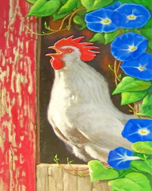 White Chicken Hen paint by numbers