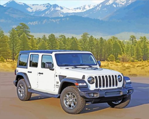 White Jeep Sahara Car paint by numbers