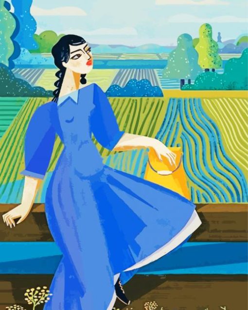 Woman In farm paint by numbers