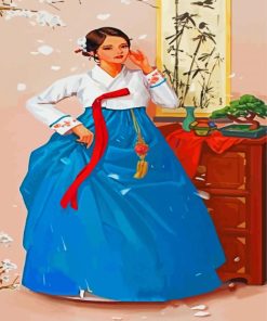 Woman Wearing Hanbok paint by numbers