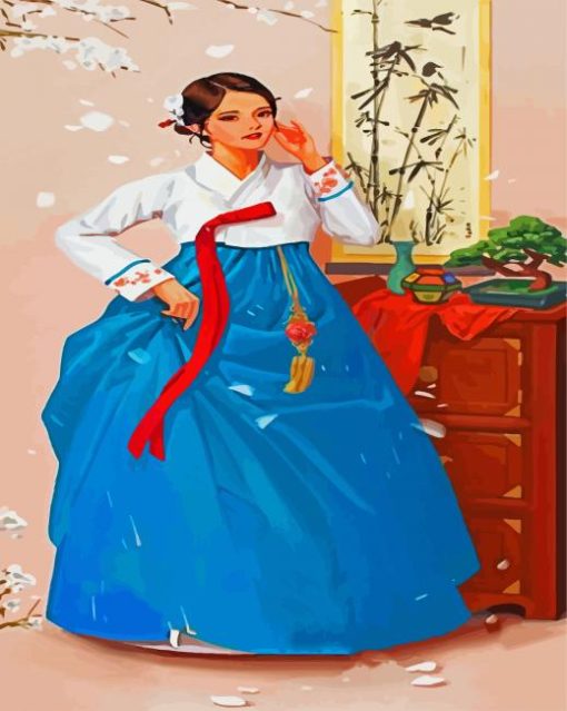 Woman Wearing Hanbok paint by numbers