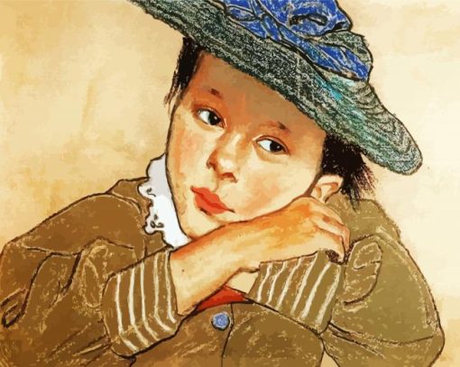 A Girl In A Blue Hat paint by numbers