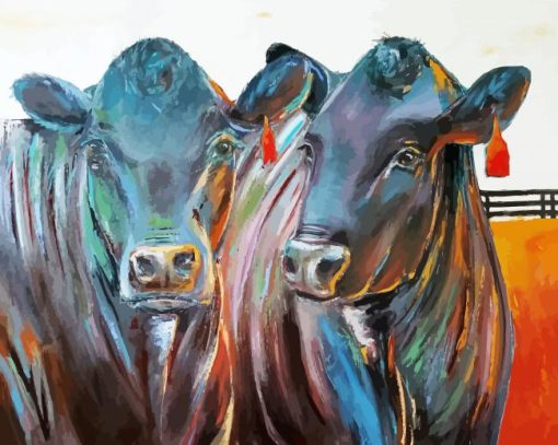 Aberdeen Angus Cows Art paint by numbers
