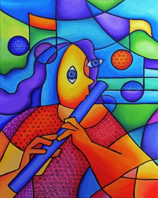 Abstract Flute Player paint by numbers