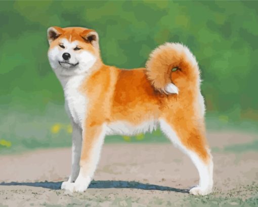 Adorable Akita Dog paint by numbers