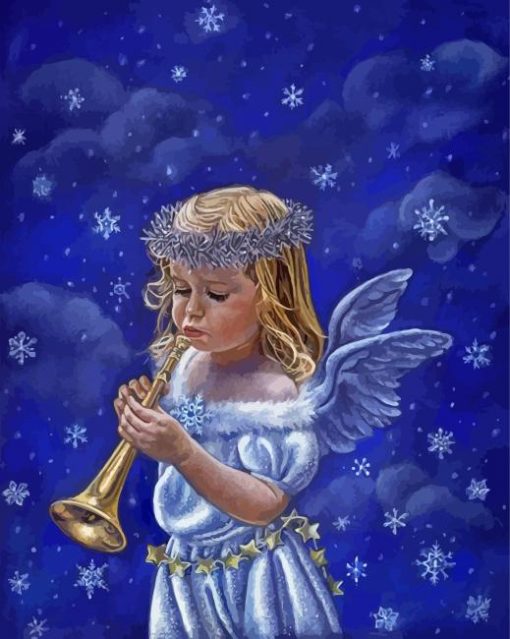Angel Girl With Trumpet paint by numbers