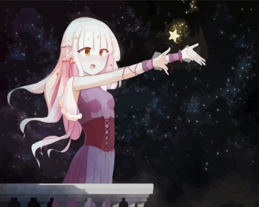 Anime Girl Catching Star paint by numbers