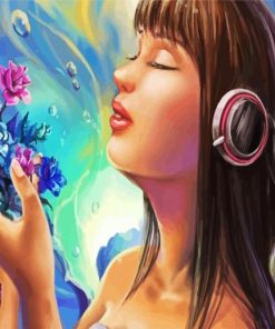 Anime Girl With Headphones paint by numbers