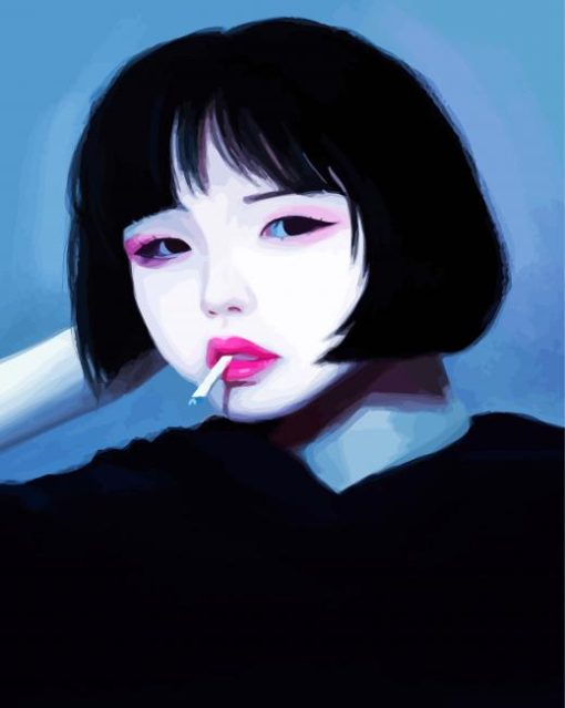 Asian Girl Smoking paint by numbers