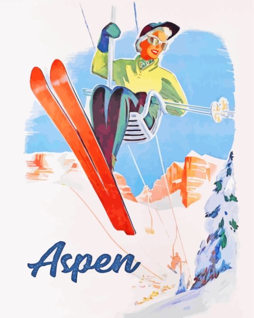 Aesthetic Aspen Ski paint by numbers
