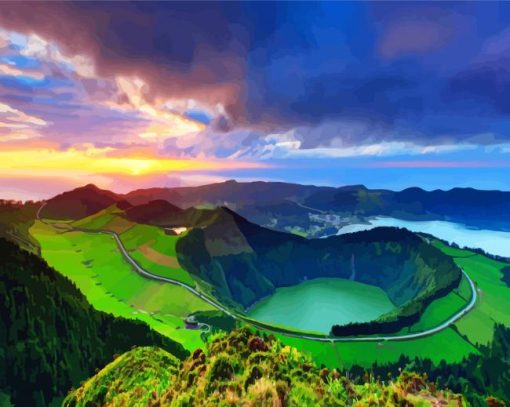 Azores Landscape At Sunset paint by numbers
