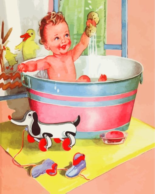 Baby Bathing paint by numbers