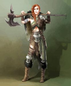Barbarian Woman With Big Axe paint by numbers