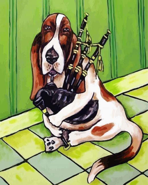 Basset Hound With Bagpipe paint by numbers