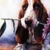 Basset Hound And Flower paint by numbers