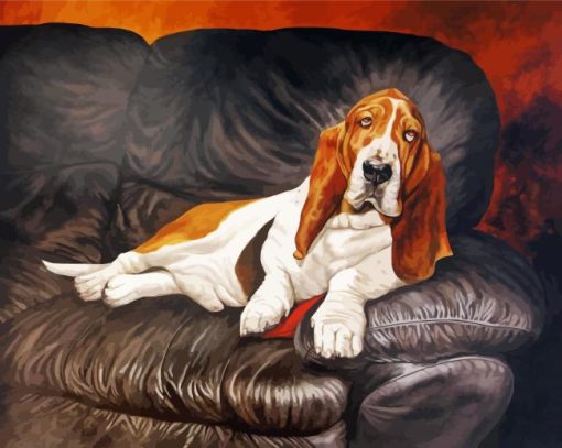 Basset Hound On Armchair paint by numbers