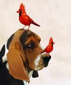 Basset Hound And Cardinals paint by numbers