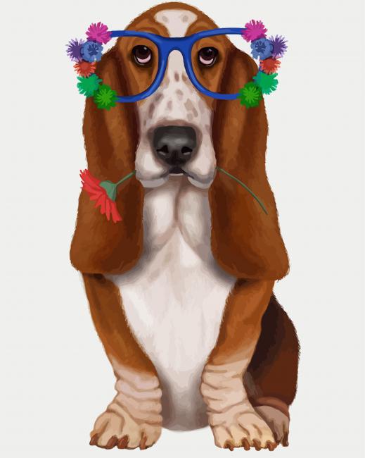 Basset Hound With Glasses paint by numbers
