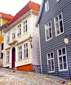 Houses Buildings In Bergen paint by numbers