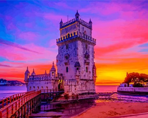 Belem Tower At Sunset paint by numbers