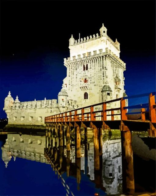 Belem Tower Water Mirror paint by numbers