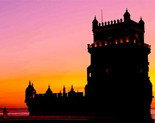 Belem Tower Silhouette paint by numbers