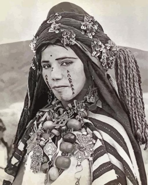 Black And White Berber Woman paint by numbers
