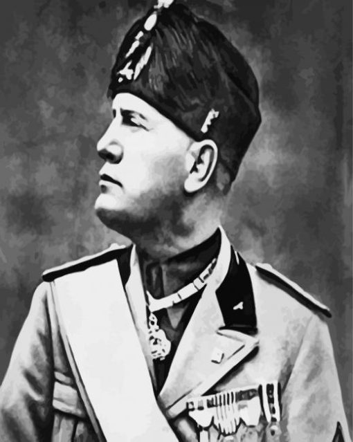 Black And White Benito Mussolini paint by numbers