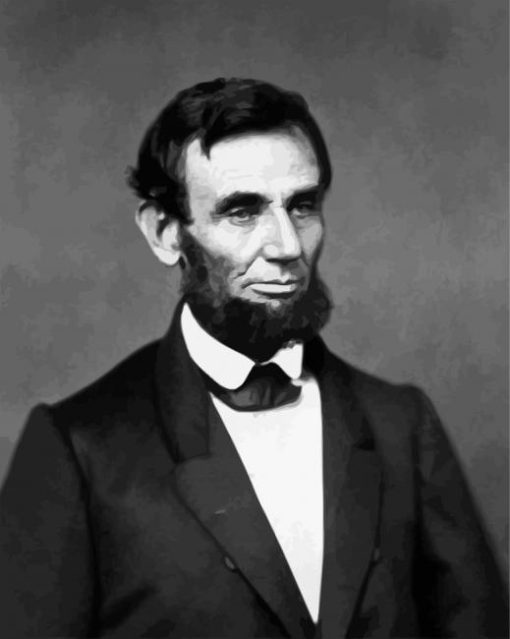 Monochrome Abraham Lincoln paint by numbers