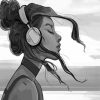 Black And White Girl With Headphones paint by numbers
