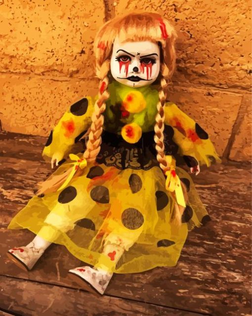 Blond Creepy Doll paint by numbers