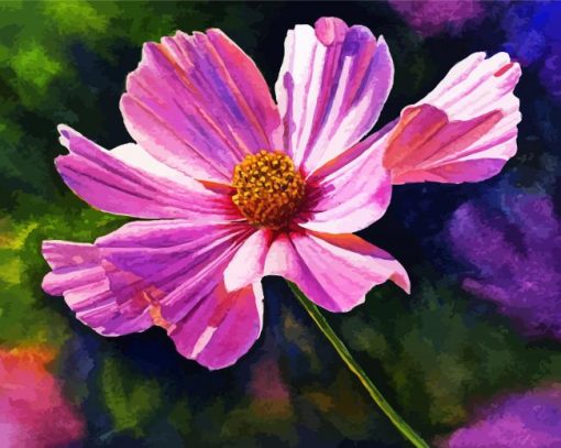 Blooming Pink Cosmos paint by numbers