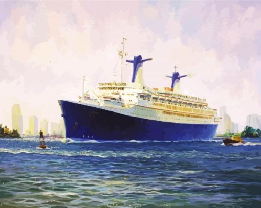 Blue Cruise Ship paint by numbers